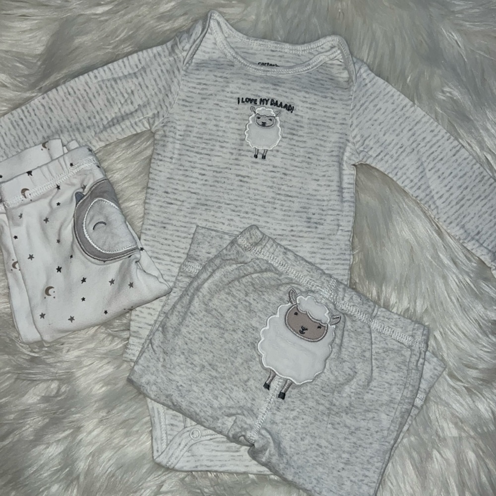Carters Bundle 6mo I love my daaad Sheep set
